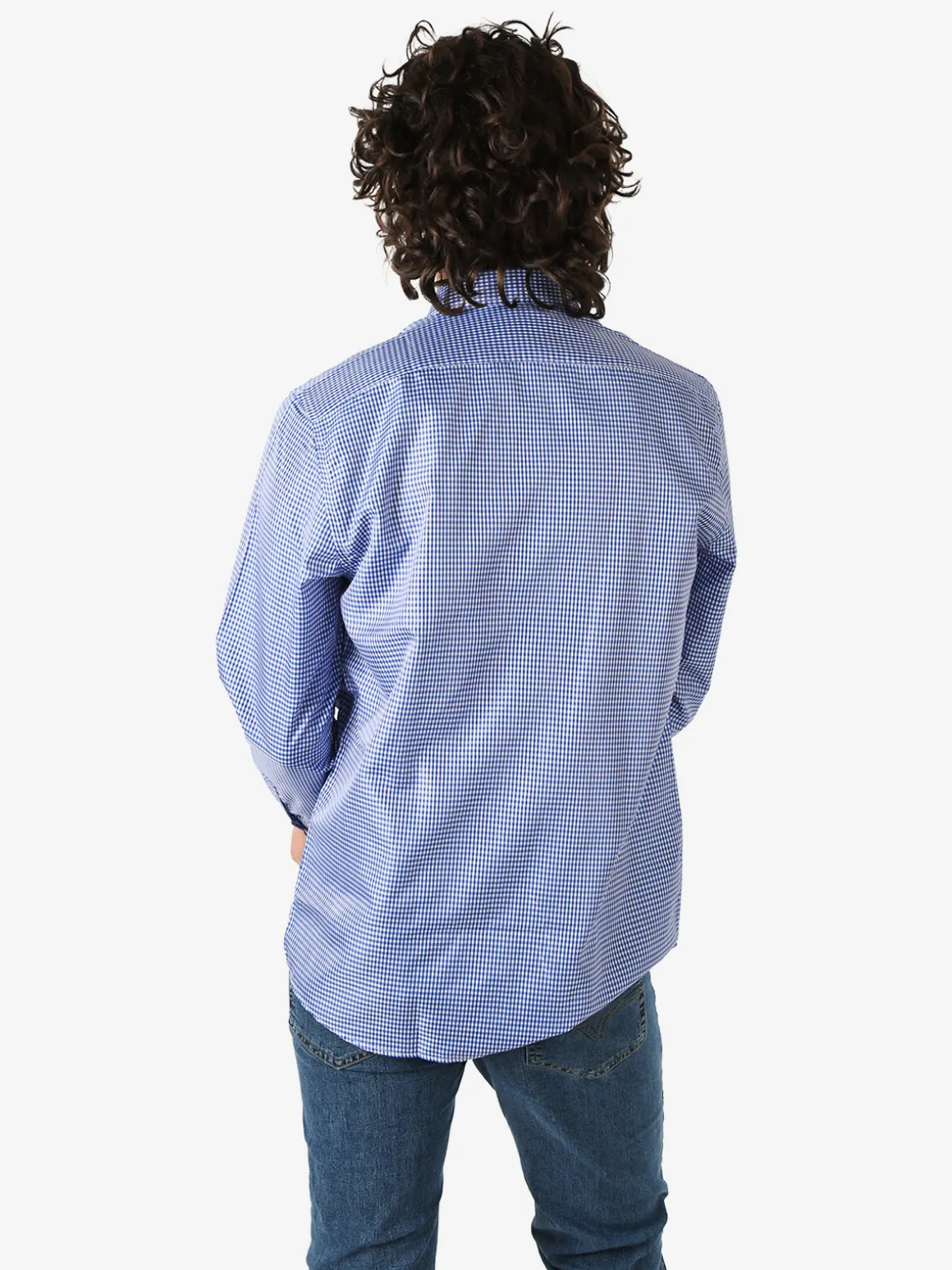 Sky Camicia da uomo a quadretti con maniche lunghe - blu