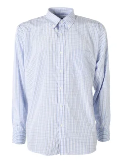 Sky Camicia da uomo a quadretti con maniche lunghe - azzurro
