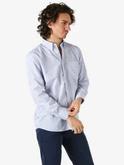 Sky Camicia da uomo a quadretti con maniche lunghe - azzurro