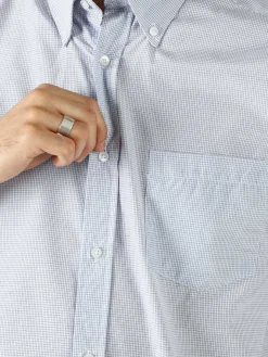 Sky Camicia da uomo a quadretti con maniche corte e taschino - blu