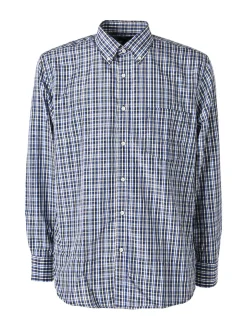Sky Camicia da uomo a quadretti con maniche lunghe - bluette