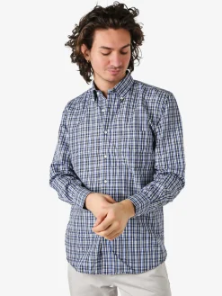 Sky Camicia da uomo a quadretti con maniche lunghe - bluette