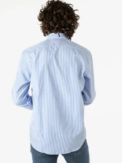 Sky Camicia da uomo rigata a maniche lunghe - azzurro