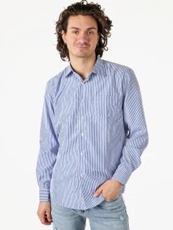 Sky Camicia da uomo rigata a maniche lunghe - blu