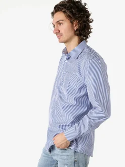 Sky Camicia da uomo rigata a maniche lunghe - blu