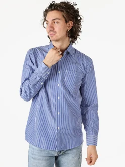 Sky Camicia da uomo rigata a maniche lunghe - bluette