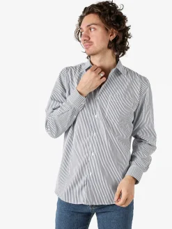 Sky Camicia da uomo rigata a maniche lunghe - blu scuro