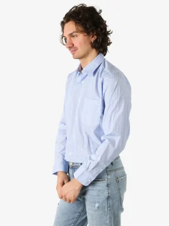 Sky Camicia rigata da uomo a maniche lunghe - blu