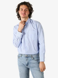 Sky Camicia rigata da uomo a maniche lunghe - blu