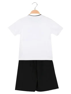 Small Gang Completo corto da bambino in cotone con t-shirt e bermuda - bianco