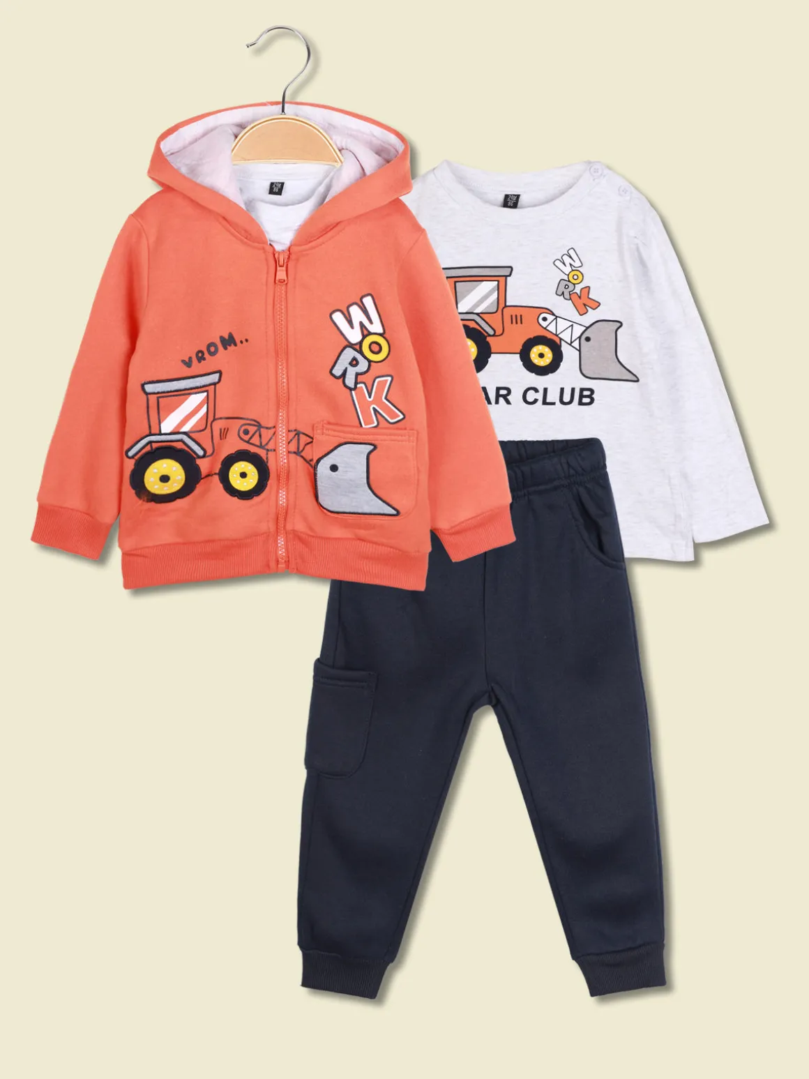 Small Gang Completo 3 pezzi da neonato con cappuccio e zip