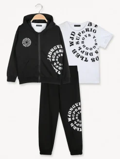 Small Gang Completo tuta da bambino 3 pezzi con cappuccio e zip - nero