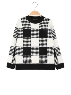 Small Gang Maglione girocollo da bambino a scacchi - nero