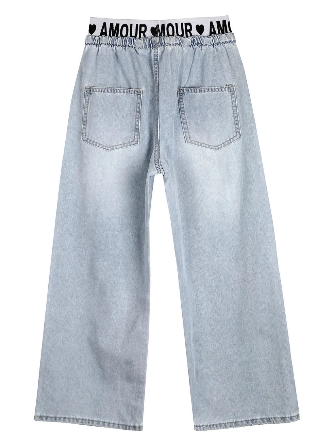 Smile Yes Completo 2 pezzi da bambina con t-shirt e jeans a gamba larga - acqua marina