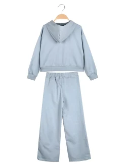 Smile Yes Completo tuta 2 pezzi con cappuccio e strass a gamba larga - azzurro