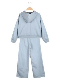 Smile Yes Completo tuta 2 pezzi con cappuccio e strass a gamba larga - azzurro