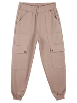 Smile Yes Pantaloni cargo da bambina in felpa con polsini