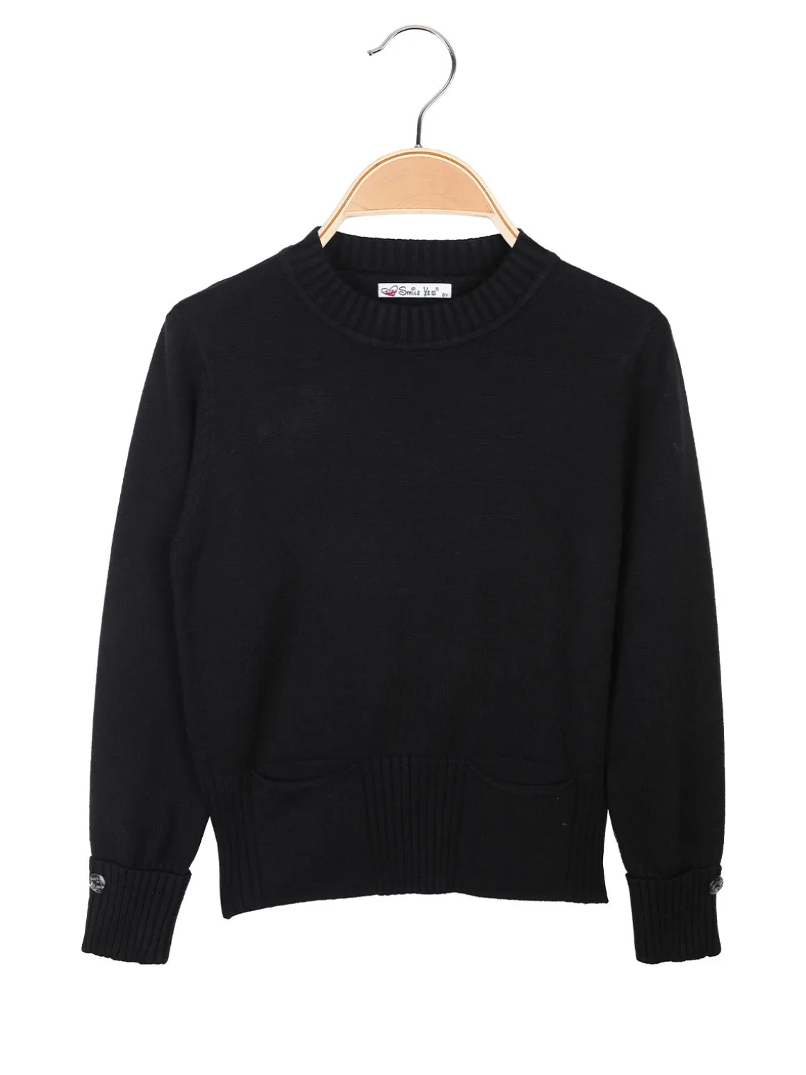 Smile Yes Pullover da bambina in maglia con taschini sul fondo