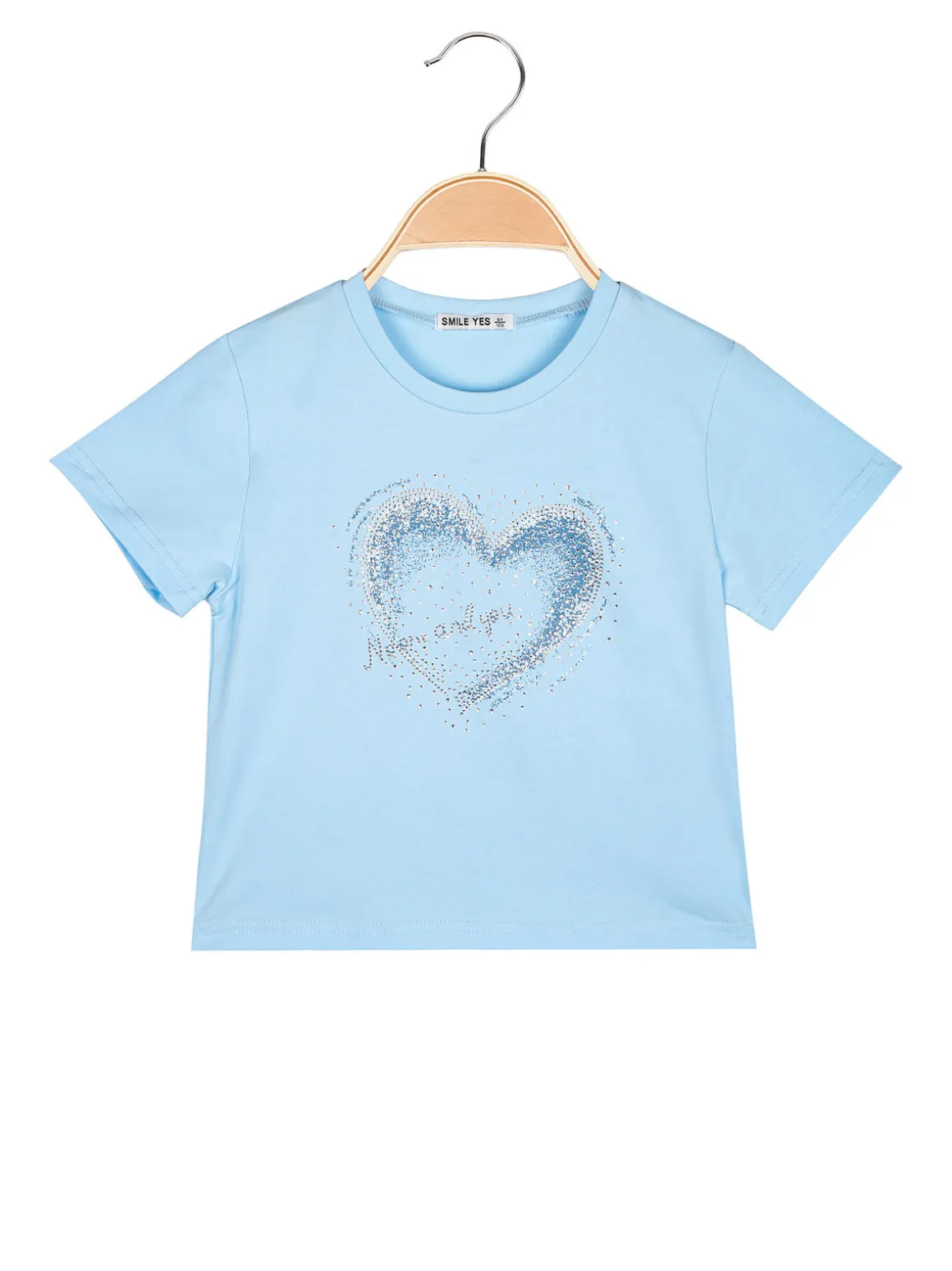 Smile Yes T-shirt cropped da bambina con cuore di strass