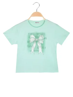 Smile Yes T-shirt da bambina con stampa fiocco e strass