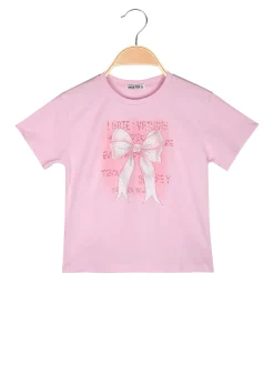 Smile Yes T-shirt da bambina con stampa fiocco e strass