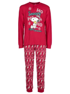 Snoopy Pigiama natalizio da uomo in cotone interlock