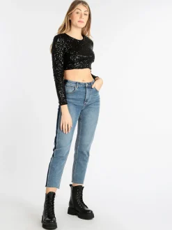 Sofy'S Chic Maglia cropped con paillettes