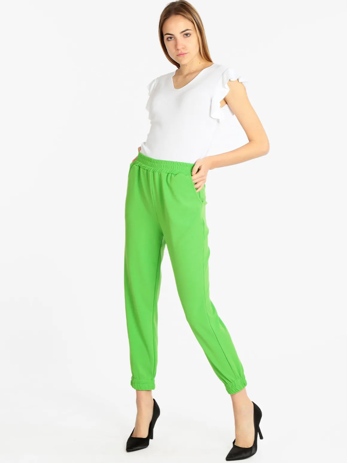 Sofy'S Chic Pantaloni morbidi donna con polsino