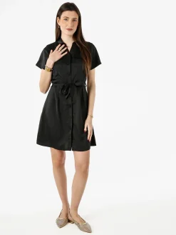 Solada Abito a camicia da donna con maniche corte e bottoni - nero