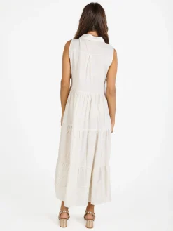 Solada Abito donna a camicia in misto lino senza maniche - beige