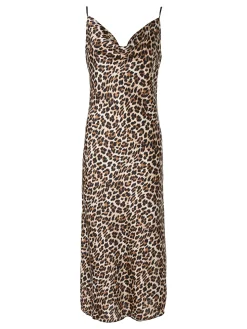 Solada Abito donna animalier con scollo a cascata e spalline sottili - multicolore