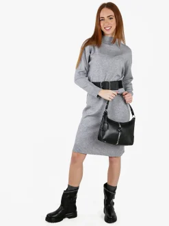 Solada Abito donna in maglia accollato - grigio