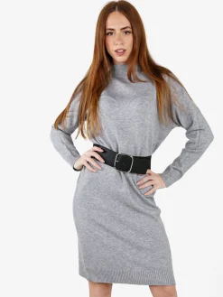 Solada Abito donna in maglia accollato - grigio