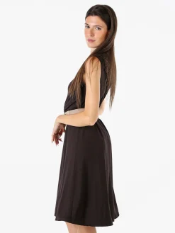 Solada Abito donna in viscosa senza maniche con dettaglio macramè sul retro - moro