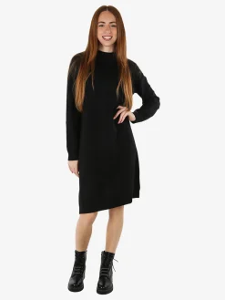 Solada Abito donna lungo in maglia tinta unita - nero