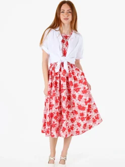 Solada Abito donna smanicato in cotone con stampe - rosso