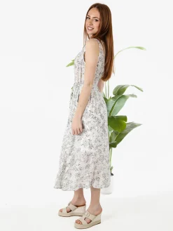 Solada Abito donna smanicato con coulisse in vita - marrone