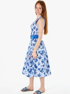 Solada Abito donna smanicato in cotone con stampe - blu
