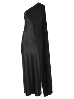Solada Abito elegante da donna monospalla con stola incorporata - nero