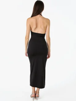 Solada Abito elegante da donna con spalle scoperte e spacco laterale - nero