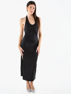 Solada Abito elegante da donna con spalle scoperte e spacco laterale - nero