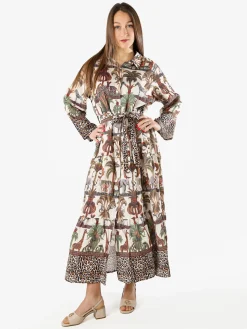 Solada Abito lungo da donna a camicia con stampe - verde