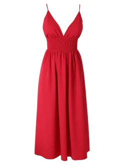 Solada Abito lungo da donna con spalline sottili e coppe imbottite - rosso