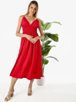 Solada Abito lungo da donna con spalline sottili e coppe imbottite - rosso