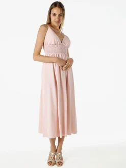 Solada Abito lungo da donna con spalline sottili e coppe imbottite - rosa