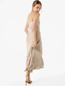 Solada Abito lungo da donna con spalline sottili e scollo a cascata - beige