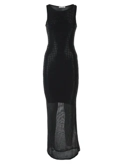 Solada Abito lungo da donna senza maniche con micro borchie - nero