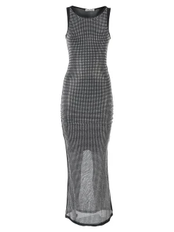 Solada Abito lungo da donna senza maniche con micro borchie - argento