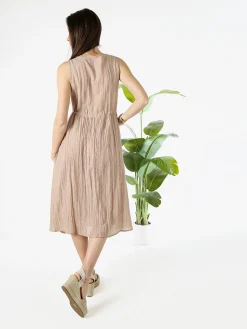 Solada Abito lungo da donna smanicato in misto cotone - beige