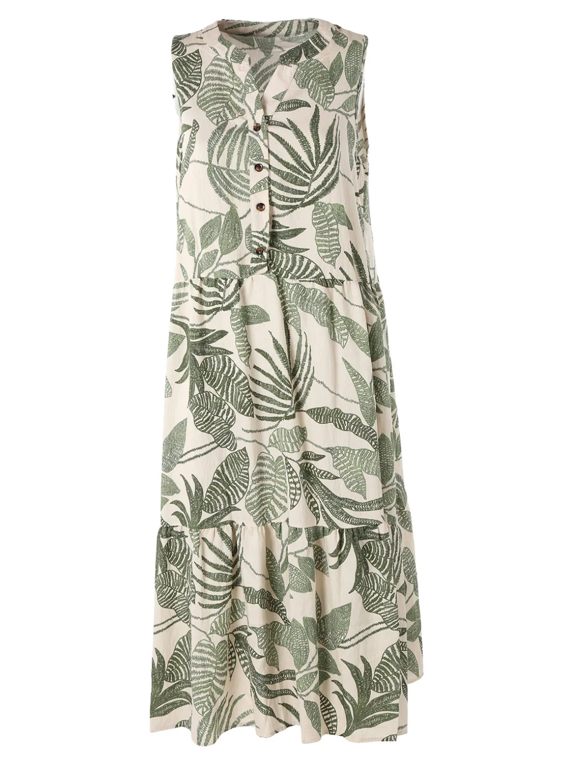 Solada Abito lungo da donna smanicato con stampe floreali - verde